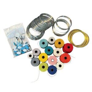 Jewelry Making Nylon String Memory Wire Lot of 18+ Gold Silver Tone Multicolor